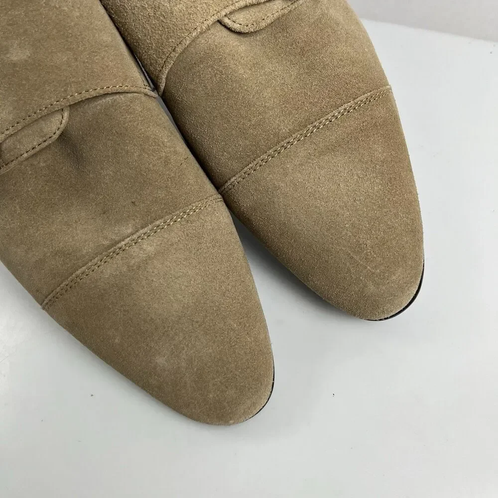 ASOS Tan Suede Leather Double Monkstrap Loafers Slip On Shoes Mens US Size 11
